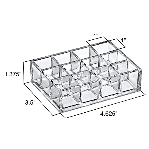 Amazing Abby - Allure - 2-Pack 12-Slot Acrylic Lipstick Organizer, Lipstick Holder, Lip Gloss Holder, Cosmetic Storage Display, Perfect Storage Solution for Drawer and Vanity (Slot Size: 1.0" x 1.0") - size: 12-Slot (2-Pack)