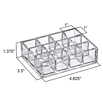 Amazing Abby - Allure - 2-Pack 12-Slot Acrylic Lipstick Organizer, Lipstick Holder, Lip Gloss Holder, Cosmetic Storage Display, Perfect Storage Solution for Drawer and Vanity (Slot Size: 1.0" x 1.0") - size: 12-Slot (2-Pack)