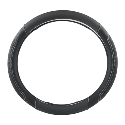 GIANT PANDA Car Steering Wheel Cover for RAM 1500 2500 3500, Compatible with Dodge RAM 15.5-16 inches - Black+Gray Line - color: A-Black+Gray Trim