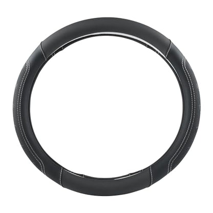 GIANT PANDA Car Steering Wheel Cover for RAM 1500 2500 3500, Compatible with Dodge RAM 15.5-16 inches - Black+Gray Line - color: A-Black+Gray Trim