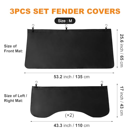 3Pcs Set Automotive Fender Covers Magnetic PU Leather Car Fender Cover Work Mat, Car Protector Mat Pad with Hooks Size M - size: M