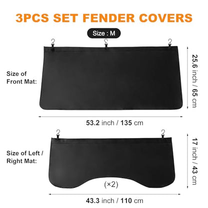 3Pcs Set Automotive Fender Covers Magnetic PU Leather Car Fender Cover Work Mat, Car Protector Mat Pad with Hooks Size M - size: M