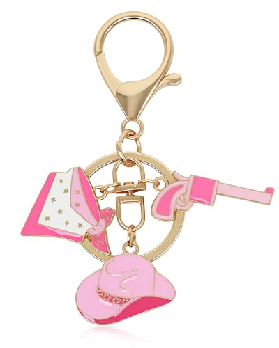 Key Chain Purse Charms - Bag Charms Keychain for Handbag, Car Keychain Wallet Accessories for Women - color: Cowgirl Hat Pink