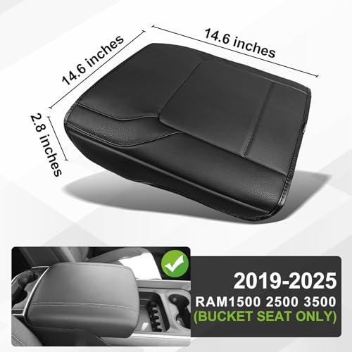 Center Console Armrest Cover Fit for Dodge Ram1500 2500 3500 2019-2026 Accessories, Comfort Armrest Pad Console Lid Cushion Vegan Leather Regular Thick(Bucket Seat ONLY, NO Limited,Laramie) - size: 3) 19-25 |Ram1500/2500/3500|Bucket Seat,Regular,V1