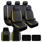 FH Group Galaxy13 Metallic Striped Deluxe Leatherette Car Seat Covers with Matching Carpet Floor Mats – Full Set, Universal Fit, Airbag Compatible for Cars, SUVs & Sedans, Yellow - color: Yellow