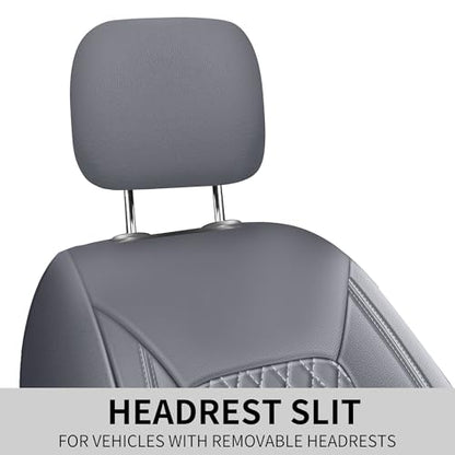 HChengkikz Car Seat Covers, Breathable and Waterproof Leather Seat Covers, Luxury PU Universal Fit Automotive Airbag Compatible for Most Cars Sedans SUV and Truck (2 Pieces, Front Seat, Grey) - color: N1 Gray, size: Front Seat