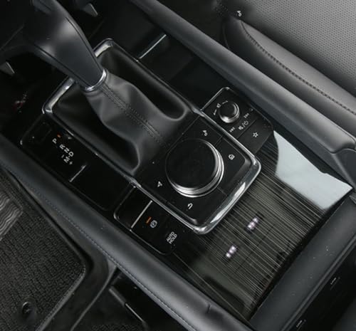 Car Accessories Fit for 2019 2020 2021 2022 2023 2024 2025 Mazda 3 Axela Interior Gear Shift Knob Console Media Panel Cover Trim (Brushed Black Style) Stainless Steel 1 PC - color: Brushed Black Style