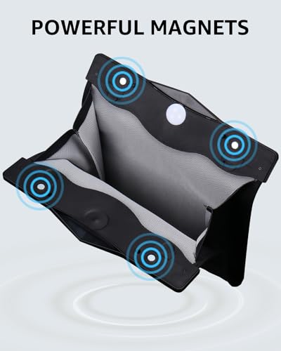 Trash Can for Tesla Model 3 2017-2023 Garbage Bag [Strong Magnetic Buckle] with LED Light 1PCS Backseat Hanging Garbage Bin Waterproof Faux Leather Model 3 Interior Accessories 2.5 Gallons - size: Model 3