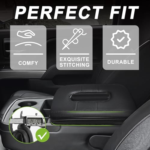 Center Console Armrest Cover Fit for Chevy Silverado & GMC Sierra 1500 2500 3500HD 2014-2018 Accessories, Comfort Armrest Pad Console Lid Cushion Vegan Leather 1-Inch Thick(Split Bench Seat) - size: 1) 14-18 |Silverado & Sierra| Jump Seat, +Thick
