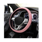 Car Steering Wheel Cover, Leather Breathable Ice Silk Auto Wheel Wrap with Anti-Slip Lining, Scratch-Resistant Elastic Protector Fit for 14.5-15 Inch Steering Wheels (Pink) - color: Pink