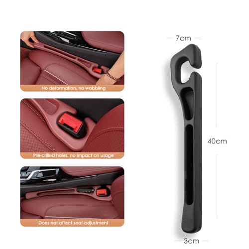 2PCS Car Seat Gapster, Car Seat Gap Filler for Filling Gaps Between Consoles, No Drop Seat Guard with Storage Slot, Black