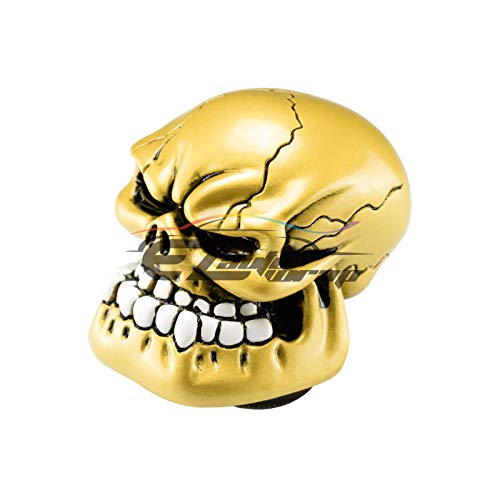 EZAUTO WRAP Yellow Universal Manual Wicked Skull Head Gear Stick Car Shift Knob Shifter Halloween - color: Yellow