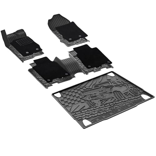 3W Floor Mats & Cargo Liner & Carpets Fit for 2021-2024 2025 Ford Bronco 4 Door, All Weather TPE Custom Fit Floor Liner and Trunk Mat Full Set Car Mats (Not for Bronco Sport & Rubberized Floor) - size: 3.Bronco 4Dr 2021-2026 Floor Mats & Carpets