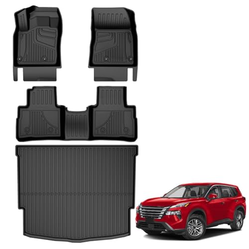 AOMSAZTO Floor Mats & Cargo Liner Compatible with Nissan Rogue 2021–2026 (Not for Sport) | All Weather Heavy Duty Car Floor Liners for S, SV, SL, Platinum Trims - style: 9)21-25 Rogue Floor & Cargo Mats