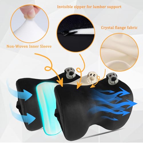 1Pcs Black Car Headrest Memory Foam Neck Pillow 11.8 X 7.8” Soft and Comfortable Seat Head Pillow Cushion Features Adjustable Straps for Most Sedans, SUVs, Home, and Office Settings - color: Black