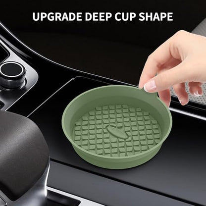 Car Cup Holder Coasters [4 Pack] Silicone Cups Mats, Automotive Universal Non-Slip Recessed Interior Accessories Olive Green - color: 4pack-olive Green