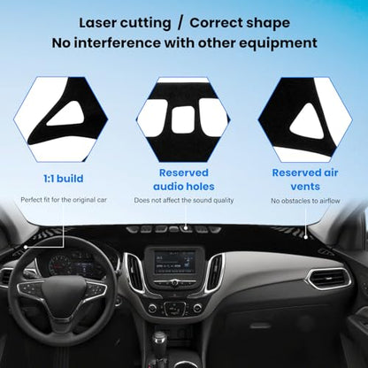 Dash Cover Mat Compatible with Chevy Equinox 2018-2024 (Without HUD) Car Interior Dashboard Cover Mat Nonslip Dashmat Sunshade Glare UV Rays Protector Accessories Custom Fit - size: Compatible with Equinox 2018-2024(Without HUD)
