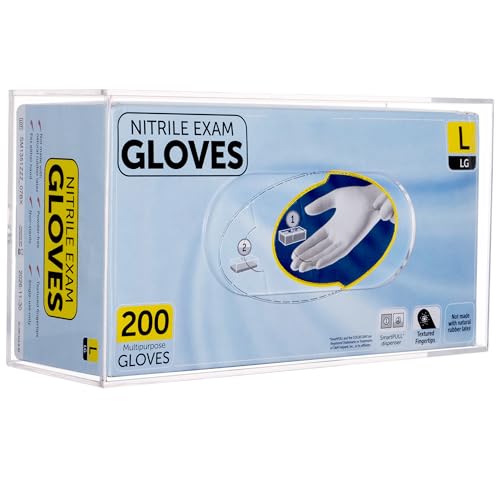 Acrylic Glove Box Holder Wall Mount Disposable Glove Dispenser Storage Organizer for Kitchen, Lab, Garages, Office, Clear - size: Single