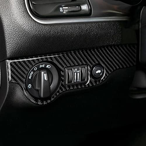 Car Headlight Switch Cover Trim Decals for 2011-2023 Dodge Charger Accessories Carbon Fiber Stickers - color: Headlight Switch Cover