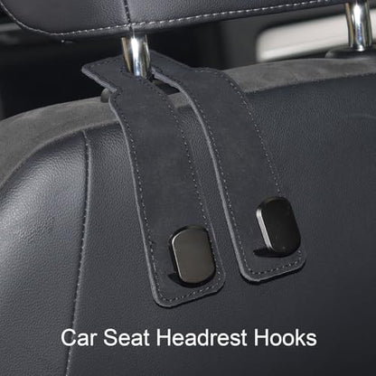 Purse and Bag Hook for Car, Zinc Alloy Seat Headrest Hooks, Upgraded Leather Car Seat Back Purses Hanger and Bags Holder (Black,2Pack) - color: Black