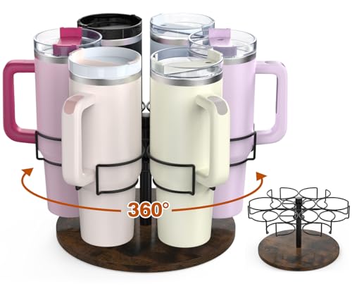 Water Bottle Organizer for Stanley 40 oz, Rotating Stanley Cup Organizer Holder, Tumbler Organizer Holder, Stanley Cup Accessories, Easy to Install, Vintage Brown（Patented Product） - color: Vintage Brown, 1 Pack