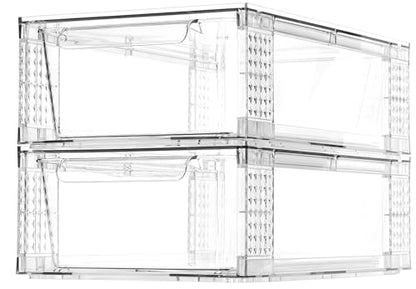 6 Pack Clear Stackable Storage Drawers, 3.95" H Easily Assemble Acrylic Organizer Bins - Multi-Use for Make up, Closet, Pantry, Bathroom, Medicine, Kitchen Cabinet & Undersink Organization