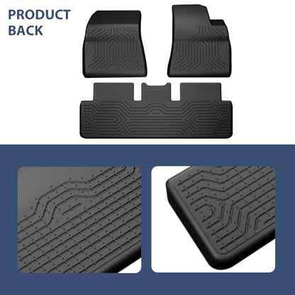PIT66 Floor Mats Cargo Liners Compatible with Tesla Model 3 2017-2023 Sept Old Style, NOT Fit 2023.Oct-2026 new Model (Heavy Duty) TPE 3-Piece Premium, All Weather Floor Liners Black - size: Fit Tesla Model 3 2017-2023 | 3PCS