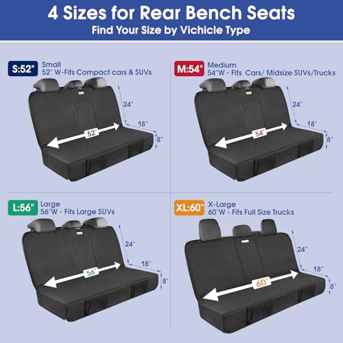 Upgraded 900D Heavy Duty Dog Back Bench Seat Cover, Car Seat Protector, Seatbelt & Armrest Compatible, Waterproof & Non‑Slip for Dogs & Kids, Fits Compact Cars and SUVs - size: Small-52"W