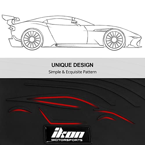 IKON MOTORSPORTS, Custom Fit Floor Mats Compatible with 2017-2023 Tesla Model 3, Latex Rubber Heavy Duty All Weather Car Front Rear Carpets Liner 3PC Black, 2018 2019 2020 2021 2022