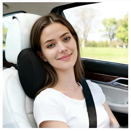 EMuna 2-Pack 100% Memory Foam Car Neck Pillow, Ergonomic Headrest Support with Adjustable Strap, Breathable Removable Washable Cover, 4.7 Inch Thick for Long Drives & Road Trip