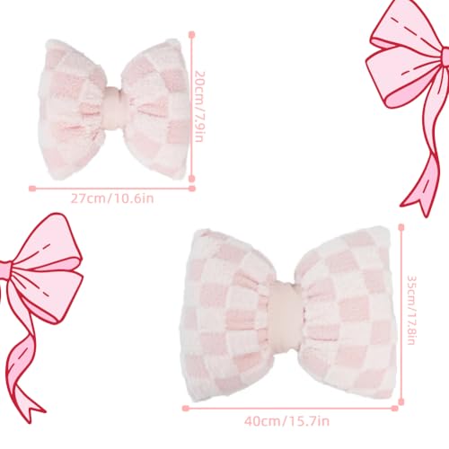 4 Pack Car Neck Pillow and Lumbar Support Cushion Plush Butterfly Knot Headrest Pillow Comfortable Waist Support Cute Car Interior Decor