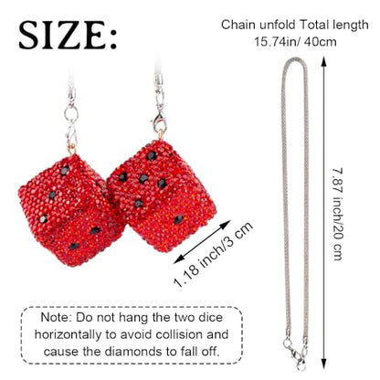 Bling Diamond Dice Car Hanging Accessories – Crystal Rear View Mirror Ornament, Sparkly Car Decor, Lucky car Accessories All Models