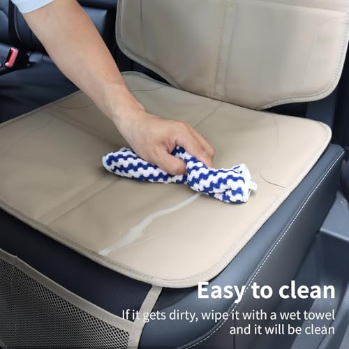 Car Seat Protector, Extra Thick Car Seat Covers Non-Slip Waterproof Mat Pad Leaving No Imprints Marks for Child Baby Pet Truck SUV Automobile (Beige-A) - color: Beige-A