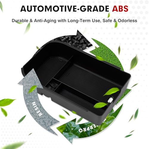 Autorder Center Console Organizer for 2024 2025 2026 Toyota Land Cruiser 250 Prado J250 LC250 Accessories Armrest Storage Box Secondary Insert Tray with Black & Red Silicone Mats(Not for Cool Box) - size: 2024-2026 Toyota Land Cruiser