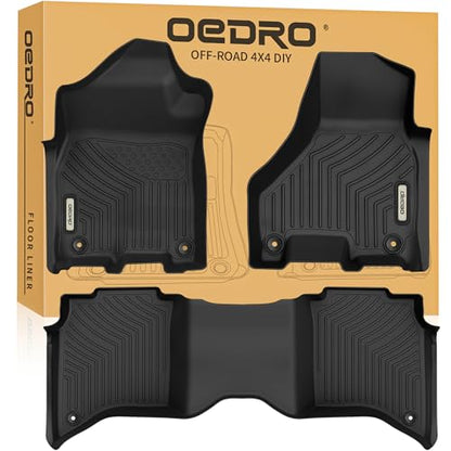 OEDRO Floor Mats Fit for 2019-2025 2026 Ram 2500/3500 Crew Cab with 1st Row Bucket or Bench Seats, Custom Fit TPE All Weather Car Mats Includes 1st and 2nd Row - style: 2019-2026 Ram 2500/3500 Crew Cab