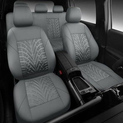 CAR PASS Neoprene Waterproof Seat Covers Full Sets, Wetsuit Car Seat Covers 5 Seats Universal Fit for Vans, Truck, SUV, 3D Tyre Embossed Seat Covers Anti Slip with Armrests, Aibag Compatible(All Gray) - color: Pure Gray Neoprene, size: Full sets