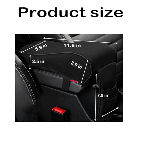 Auto Center Console Armrest Pillow Pad, Car Armrest Cushion Soft Memory Foam with Phone Holder Storage, Pockets Bag Seat Cushion Universal Fit for Most Car (Black) - color: Black
