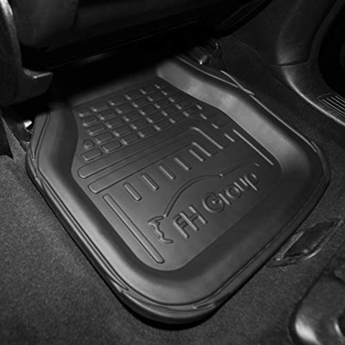 FH Group Automotive Floor Mats - Deep Dish Floor Mats, TPO Plastic Climaproof Floor Mats for Cars, Universal Fit, Trimmable Car Floor Mats, Full Set, Floor Mats for Sedan, SUV, Truck Floor Mats Black