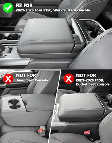 Center Console Armrest Cover for Ford F150 2021 2022 2023 2024 2025 2026, Arm Rest Protective Cushion Pad, Interior Accessories, Black (Fits Work Surface Console Only) - size: Work Surface, 21-26 F150, Black