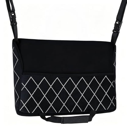 eing Car Organizers and Storage Purse Holder, Large Capacity Car Net Pocket Handbag Holder, Automotive Consoles & Backseat Organizer, Leather Back Seat Bag Between Car Front Seats (White line) - color: A1-Large Rhombic Pure White