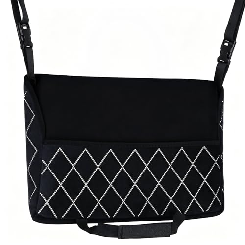 eing Car Organizers and Storage Purse Holder, Large Capacity Car Net Pocket Handbag Holder, Automotive Consoles & Backseat Organizer, Leather Back Seat Bag Between Car Front Seats (White line) - color: A1-Large Rhombic Pure White