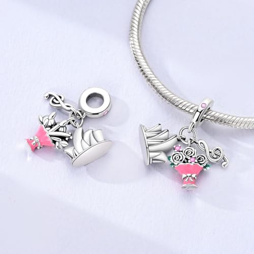 NARMO Charms for Bracelets 925 Sterling Silver Star Dangle Charms Car Keys Lipstick Dangle Charm Beads for Women Bracelets Necklace - color: Opera House