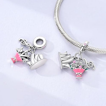 NARMO Charms for Bracelets 925 Sterling Silver Star Dangle Charms Car Keys Lipstick Dangle Charm Beads for Women Bracelets Necklace - color: Opera House