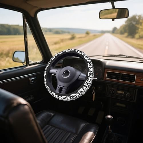 Steering Wheel Cover Accessories Neoprene Cover, Breathable Non-Slip Easy to Install Suitable for Women Men, 14.5-15.5 Inch for Car SUV Van Truck Universal - Grid Claw Print - color: Grid Claw Print