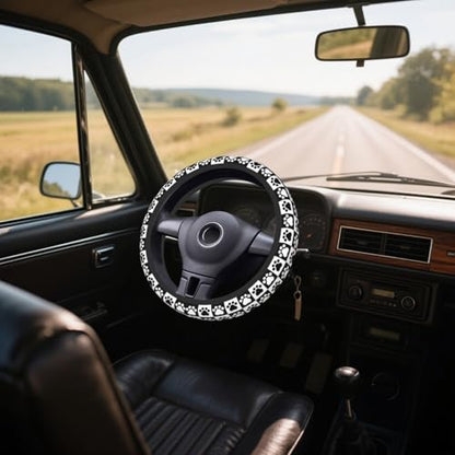 Steering Wheel Cover Accessories Neoprene Cover, Breathable Non-Slip Easy to Install Suitable for Women Men, 14.5-15.5 Inch for Car SUV Van Truck Universal - Grid Claw Print - color: Grid Claw Print