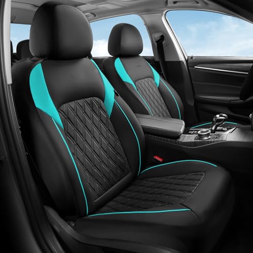 Coverado Front Seat Covers, Car Seat Covers for Cars, Waterproof Driver Seat Covers, Faux Leather Car Seat Cushion, Front Auto Seat Covers Luxury Car Seat Protector Universal Fit Most Cars, Black&Blue - color: Black&Blue, size: Front