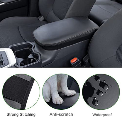 Center Console Armrest Cover for 2025 Toyota RAV4 Accessories 2024 2023 2022 2021 2020 2019 Leather Middle Console Lid Cover Pad Protector Elbow Arm Rest Covering Car-(Black)