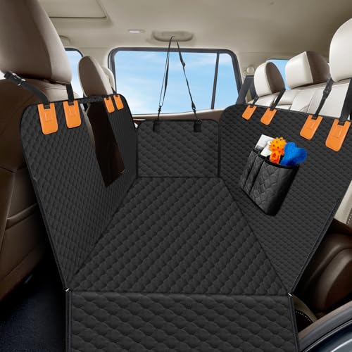 Dog Car Seat Cover for Back Seat, Waterproof Protector with Side Flaps, Scratchproof Hammock, Non-Slip Bottom for Cars/Trucks/SUVs (Black) - color: Black