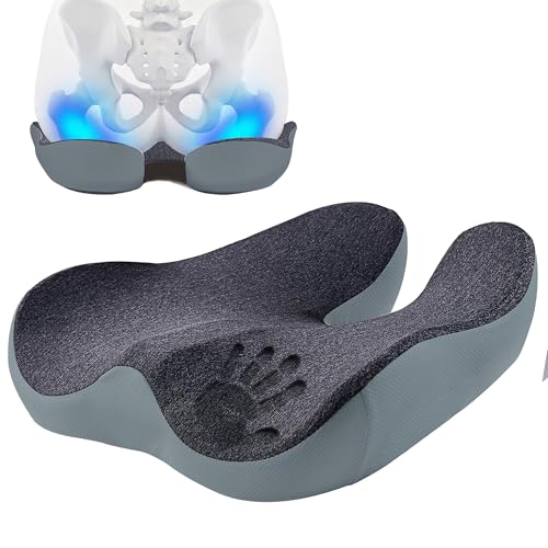 Pressure Relief Seat Cushion for Long Sitting Hours on Office/Home Chair, Car, Wheelchair - Extra-Dense Memory Foam for Hip, Tailbone, Coccyx, Sciatica-Black (Dark Edge) - color: Black (Dark Edge)