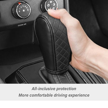 Leather Gear Shift Cover Diamond Embroidery Design,Durable Shift Knob Cover for Shift Lever Protection,Universal Car Gear Shift Cover Car Decorative Accessory Suitable for Cars,Trucks,SUVs (Black)